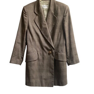Vintage Maska Made in Italy Pure New Wool one button houndstooth blazer Sz 42